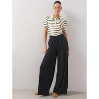 The Very Collection Waist Detail Wide Leg Trousers - Black