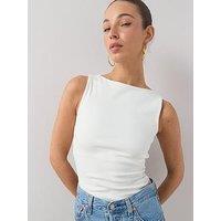 The Very Collection Boat Neck Ribbed Vest - White