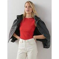 The Very Collection Boat Neck Ribbed Vest Top - Red