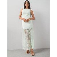 The Very Collection Lace Skirt Midaxi Dress - Green