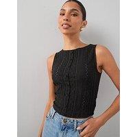 The Very Collection Button Sleeveless Co-Ord Top - Black