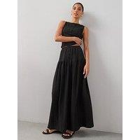 The Very Collection Button Co-Ord Maxi Skirt - Black