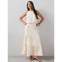 The Very Collection Textured Tiered Co-Ord Maxi Skirt - Cream