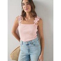 The Very Collection Crochet Floral Sleeve Cami