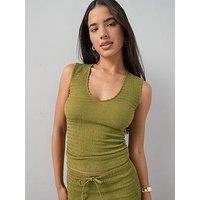 The Very Collection V-Neck Textured Vest Co-Ord - Green