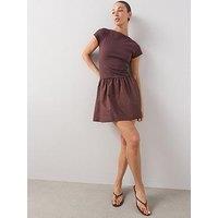 The Very Collection Woven Hem T-Shirt Mini Dress - Brown