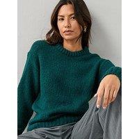 The Very Collection Relaxed Fit Rib Hem Jumper With Wool - Teal