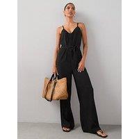 The Very Collection Textured Stretch Strappy Jumpsuit