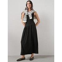 The Very Collection Square Neck Crinkle Midi Dress - Black