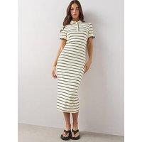 The Very Collection Short Sleeve Stripe Polo Midi Dress - Mono