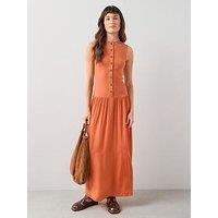 The Very Collection Button Through Ribbed Maxi Dress - Orange