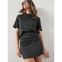 The Very Collection Slub Pleated Mini Skirt Co-Ord - Black