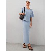 The Very Collection Scuba Ribbed Midaxi Skirt Co-Ord - Blue