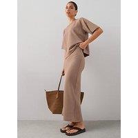 The Very Collection Scuba Ribbed Midaxi Skirt Co-Ord - Neutral