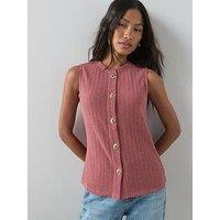 The Very Collection Textured Button Through Top - Pink