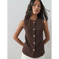 The Very Collection Textured Button Thru Top