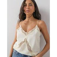 The Very Collection Delicate Lace Trim Cami - Cream