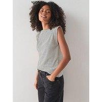 The Very Collection Mono Twist Shoulder Ribbed Vest - Black
