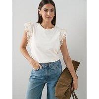 The Very Collection Lace Trim Tee - Cream