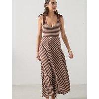 The Very Collection Tie Shoulder Stripe Midi Dress