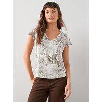 The Very Collection Snake Print V-Neck Stretch T-Shirt