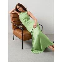 The Very Collection Sleeveless Pleated Skirt Dress - Green