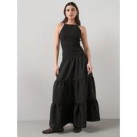 The Very Collection Sleeveless Maxi Tiered Ruffle Dress - Black