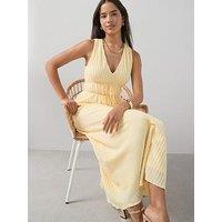 The Very Collection Textured V-Neck Sleeveless Dress - Yellow