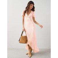 The Very Collection Short Sleeve Frill Lace Maxi Dress - Pink