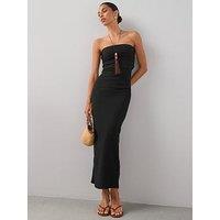 The Very Collection Textured Bandeau Midi Dress - Black
