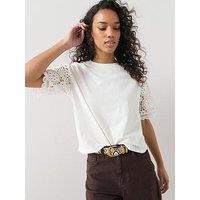 The Very Collection Crochet Sleeve Oversized T-Shirt - White