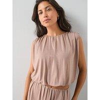 The Very Collection Blouson Modal Co-Ord Top - Taupe
