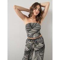 The Very Collection Printed Crinkle Bandeau Top - Mono