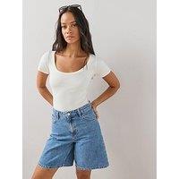 The Very Collection Stretch Rib Scoop Neck T-Shirt - White