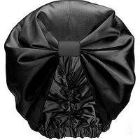 Silver Cloud Satin Hair Wraps Infused With Silver Ions, Adjustable Fit - Black