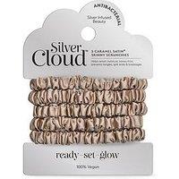 Silver Cloud Satin Skinny Scrunchies X 5 Infused With Silver Ions - Caramel