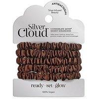 Silver Cloud Satin Skinny Scrunchies X 5 Infused With Silver Ions - Chocolate