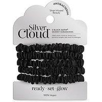 Silver Cloud Satin Skinny Scrunchies X 5 Infused With Silver Ions - Black