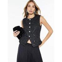 River Island Short Boucle Peplum Waistcoat - Black