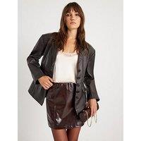 River Island Faux Leather Mini Skirt - Brown