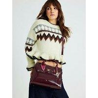 River Island Med Patent Charm Tote - Red