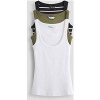 The Very Collection 3 Pack Rib Scoop Neck Vests - Multi