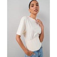 The Very Collection Corset Waist Cropped T-Shirt - Cream