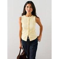 The Very Collection Button Thru Ribbed Vest - Yellow