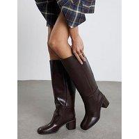 River Island Block Heel High Leg Boot - Brown