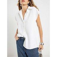 River Island Short Sleeve Relaxed Shirt - Cream