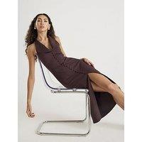 River Island Pinstripe Button Midi Dress - Brown