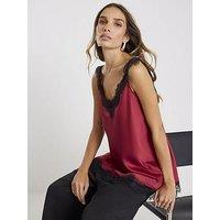 River Island Shot Lace V Neck Tank - Brown