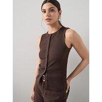 The Very Collection Button Through Ribbed Vest - Brown