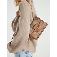 River Island Diamante Panelled Shoulder Bag - Beige
